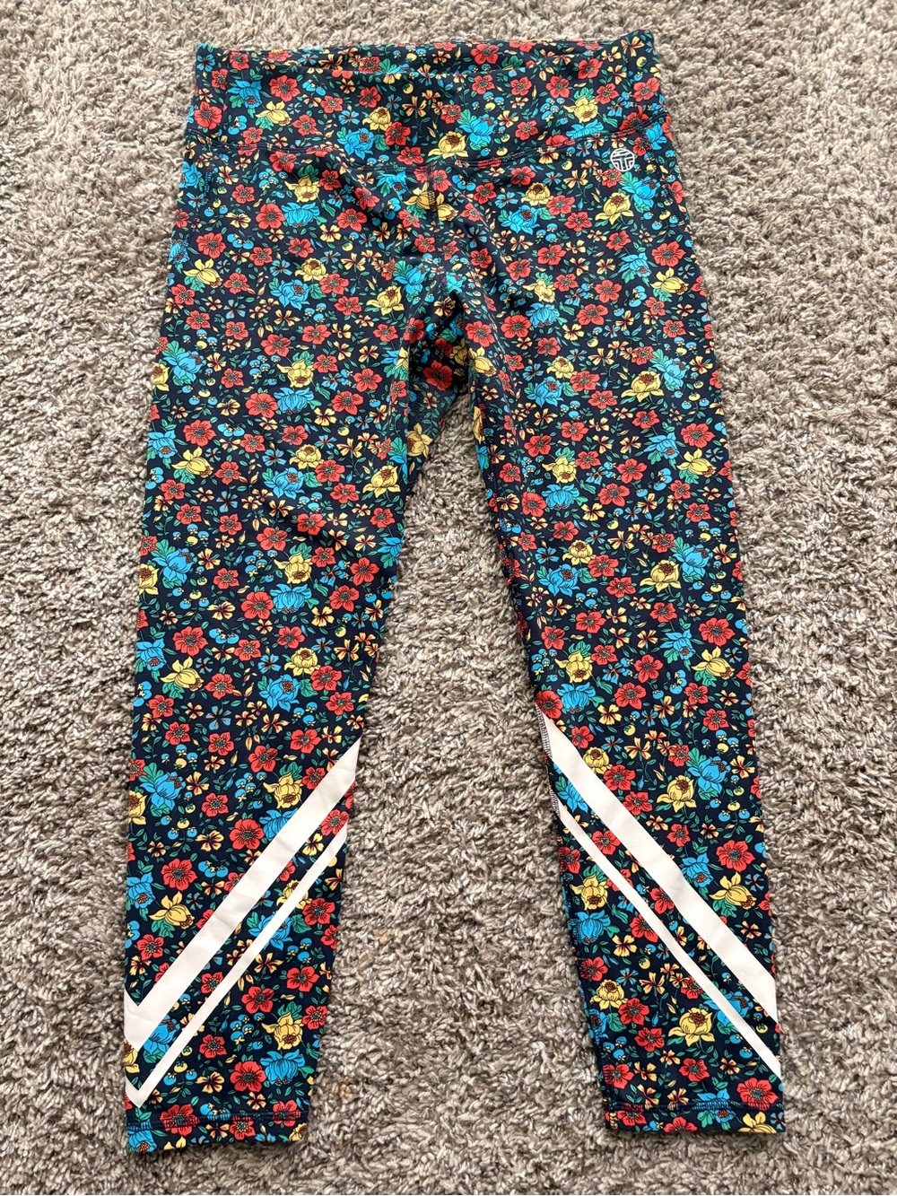 Tory Burch Tory Sport Vibrant Floral Activewear Workout Leggings Size Large